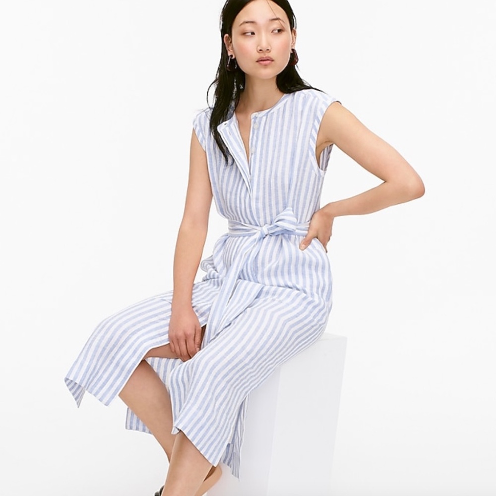 J.Crew Tie-Waist Shirtdress in Stripe